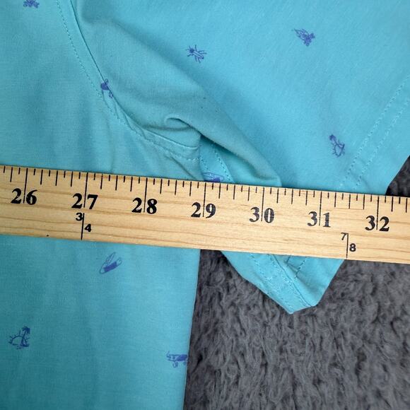 Huk Kona Shirt Mens 3XL Blue Fishing Performance Stretch Button Down Camp Print - Picture 7 of 10